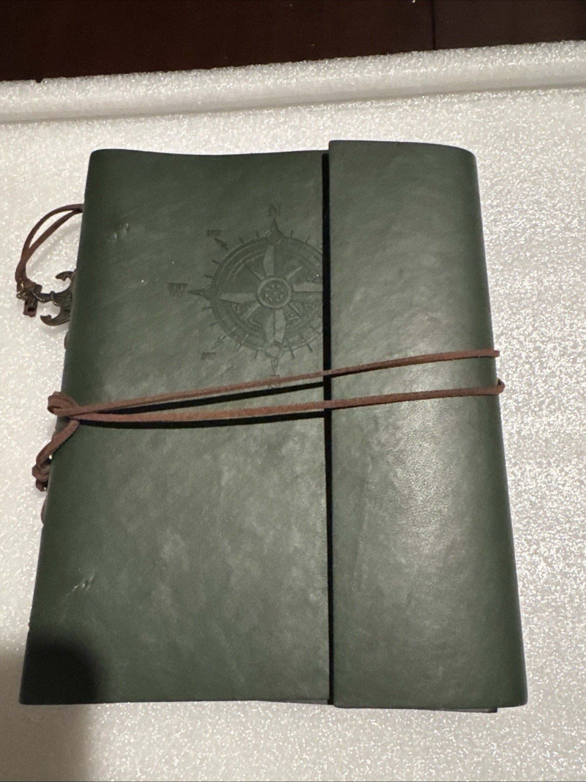 VTG PU Leather Writing Journal Notebook 7″ Blue Nautical Embossed Spiral 79 Pgs