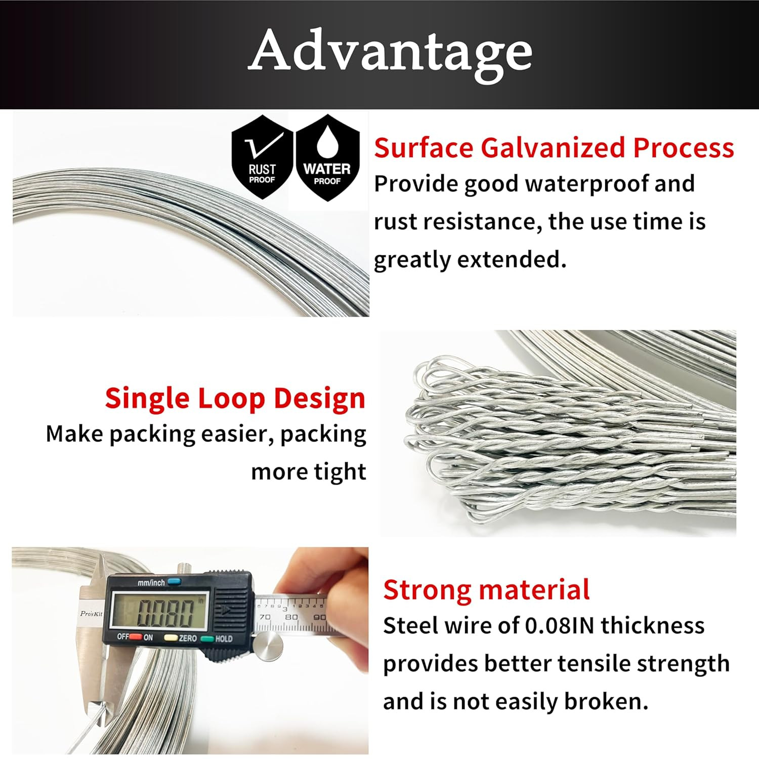 Baling Wire 14 Gauge 14 Ft 80Pcs,Baler Wire Ties Galvanized Steel High Strength