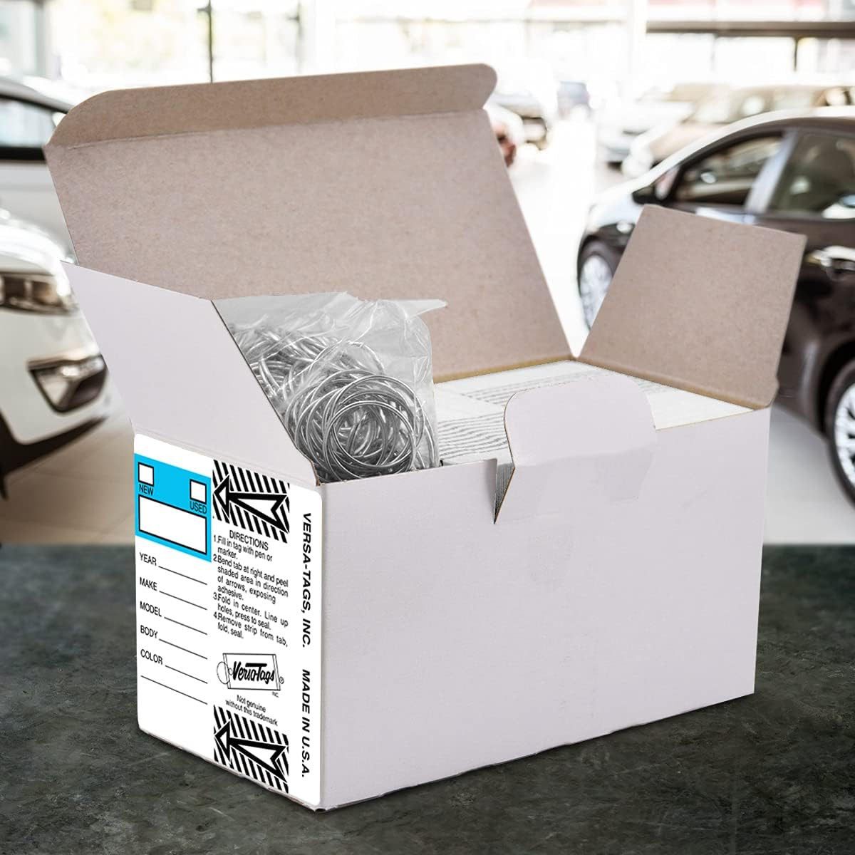 Versa-Tags 250 per Box, Self-Protecting Paper Key Tags with Chrome-Plated Split