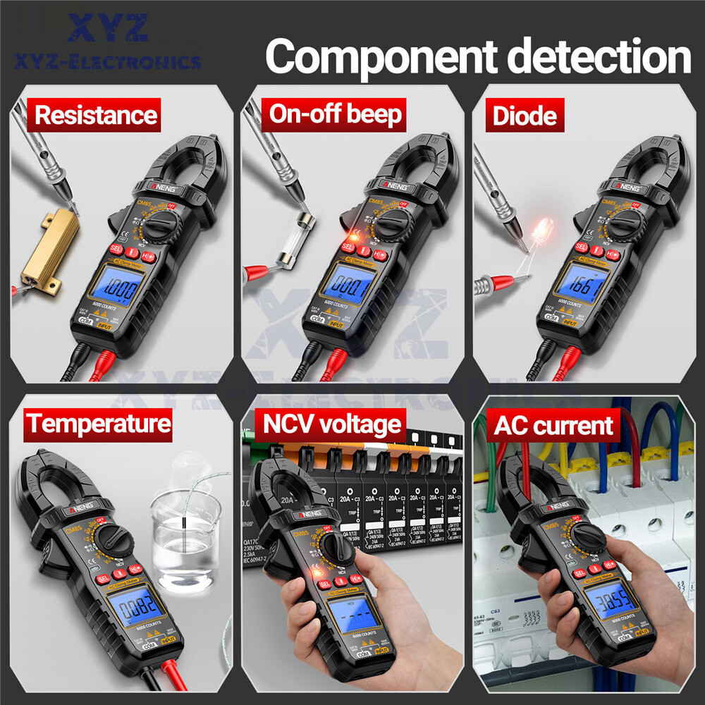 ANENG Digital Clamp Meter 6000 Count Multimeter NVC Amp AC DC Volt Current Test