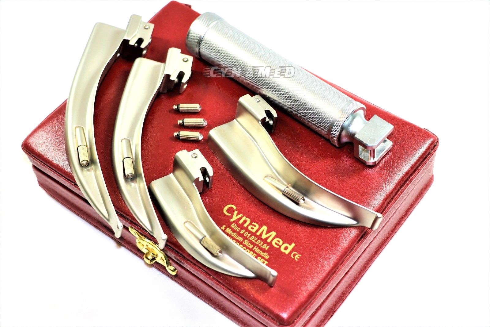 4 BLADES AND ONE HANDLE LARYNGOSCOPE MACINTOSH INTUBATION EMT ANESTHESIA SET