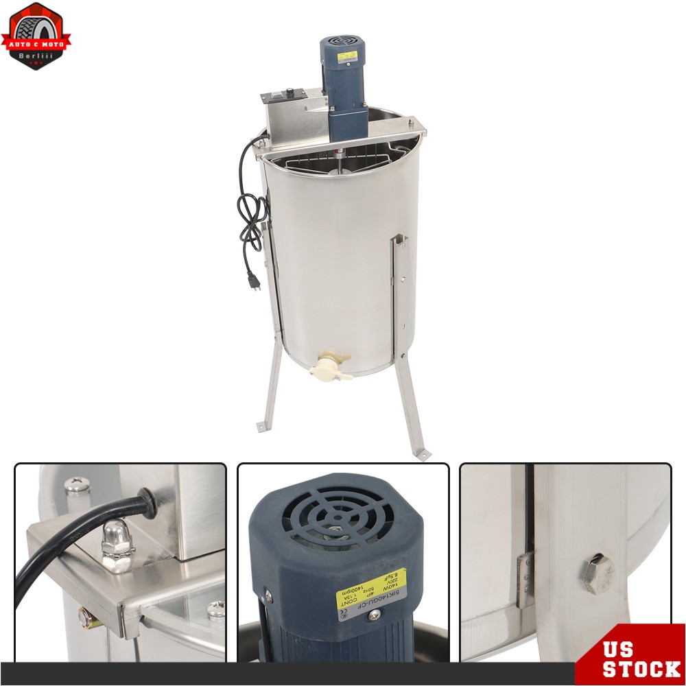 3 Frames Electric Honey Extractor Stainless Steel Power Extractor 1300RPM 140W