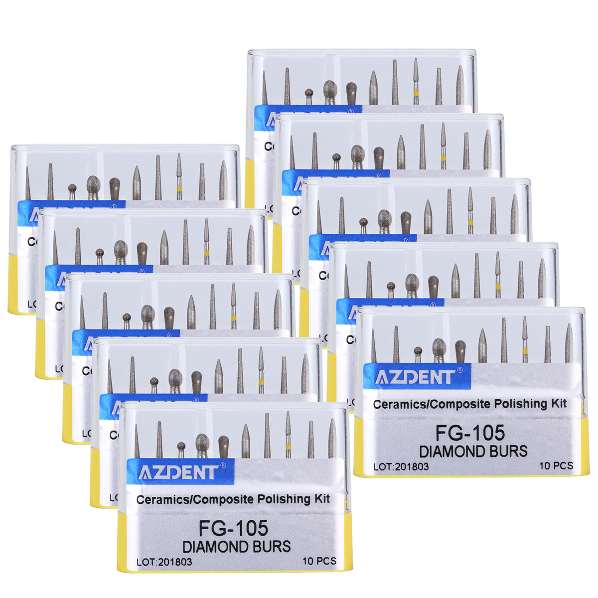 17 Type AZDENT Dental Diamond Burs Polishing Drills Kit for High Speed Handpiece