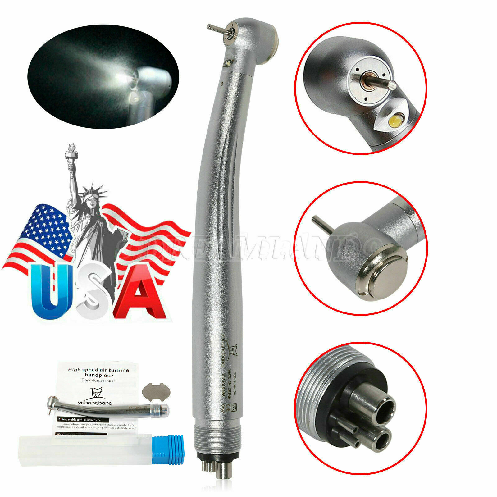 NSK Style Dental LED E-generator/High Speed No-LED Turbine Handpiece 2/4Holes MX