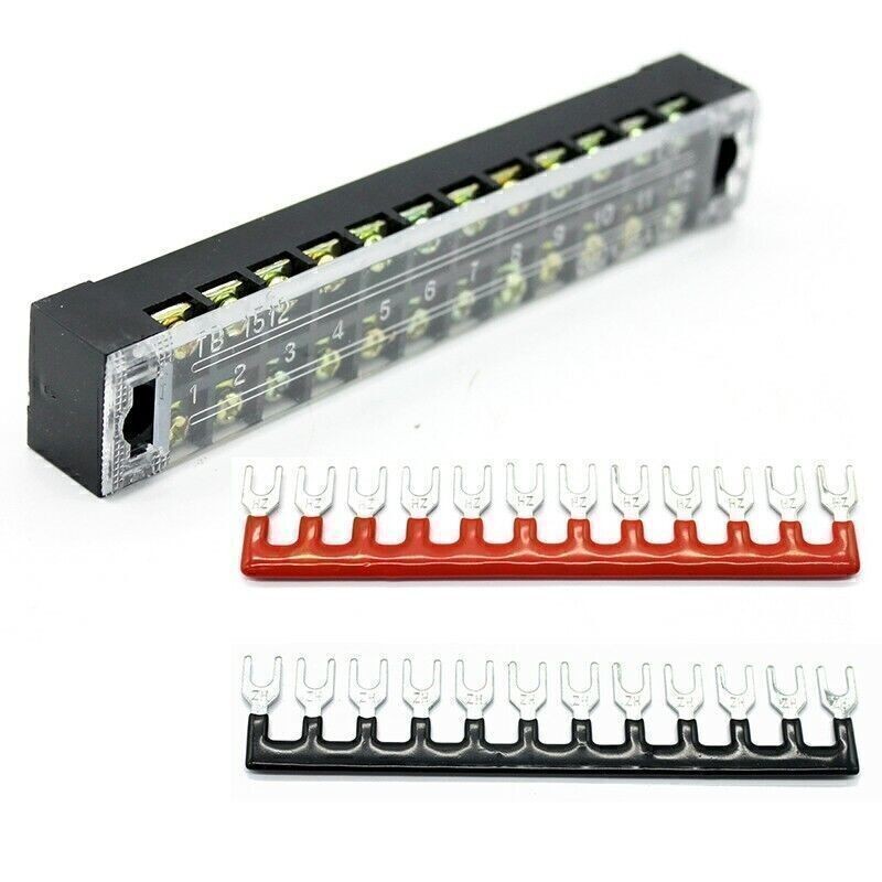 12-Positions Dual Row 600V 15A Screw Terminal Blocks Pre-Insulated Barrier Strip
