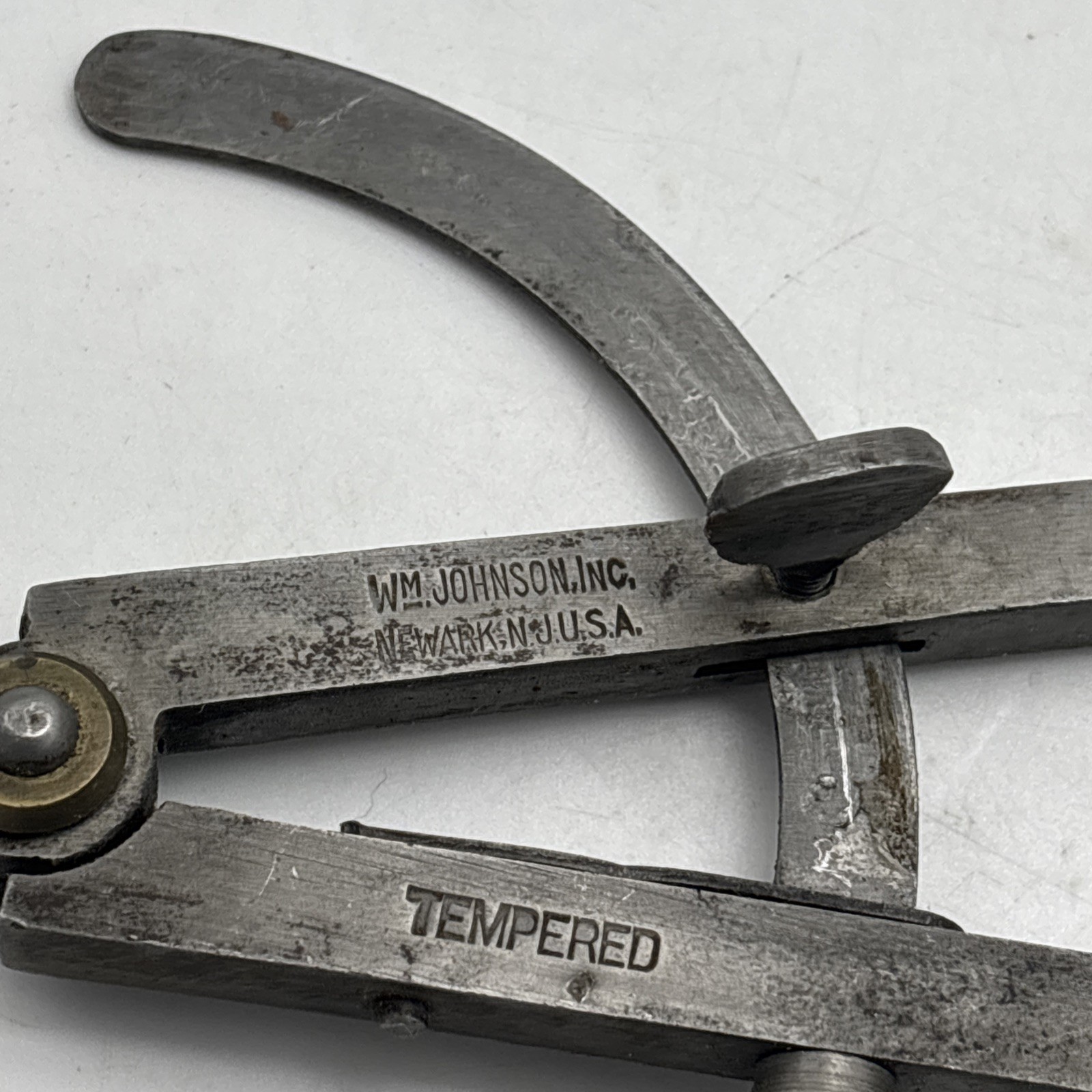 Antique 1920s Wing Divider Caliper WM Johnson Newark NJ Tempered Steel Tool
