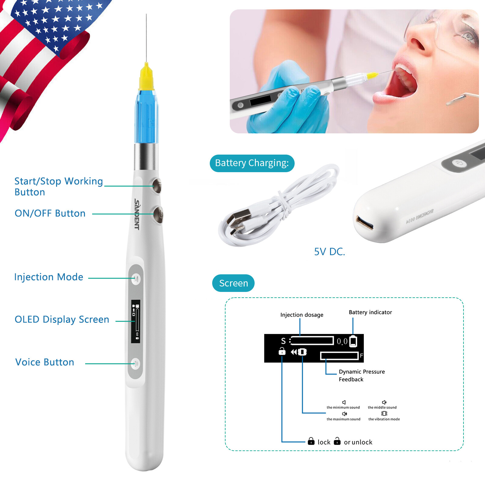 Woodpecker Style Dental Painless Oral Local Anesthesia Device anestesia Pen DE