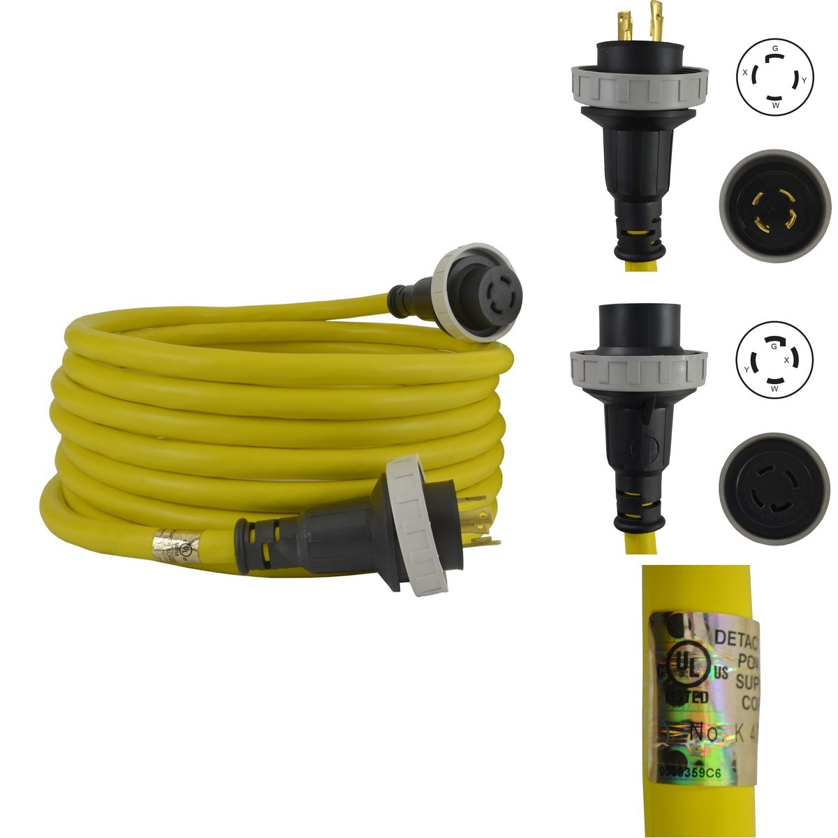 Conntek TE-20601 25FT L14-30 30A Cord 4-Prong Male-to-Female Yellow