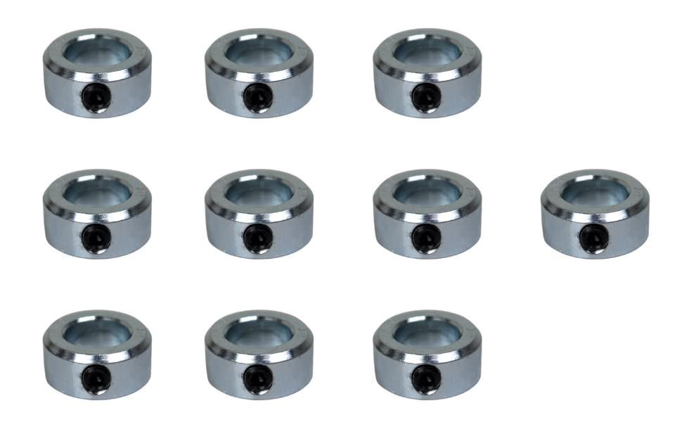 3/8″ Bore Zinc Plated Set Screw Shaft Collar OD 3/4″ Width 3/8″ (10 PCS)