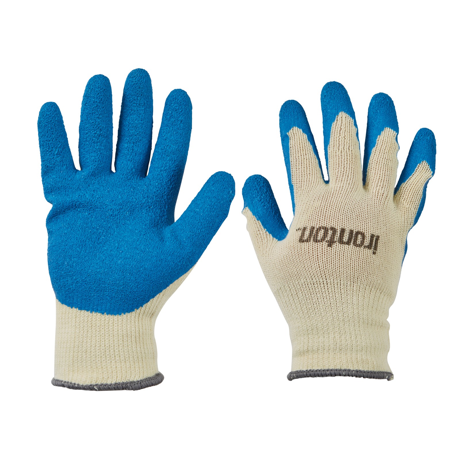 Ironton Latex-Coated Work Gloves, Blue/Gray, XL