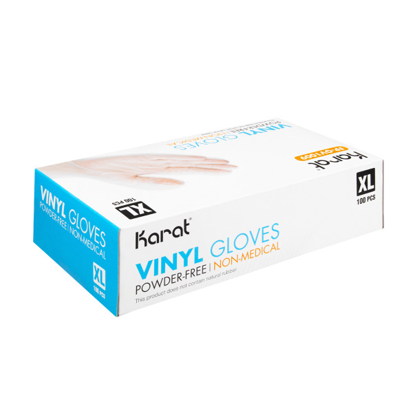 Karat Vinyl Powder-Free Gloves (Clear) – X-Large – 1,000 ct, FP-GV1009