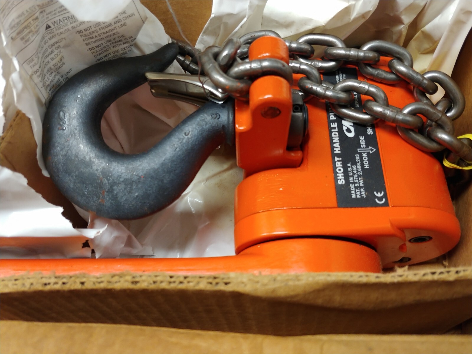 NEW CM 3 ton Short Handle Puller Hoist 5 ft Lift Chain 7330PS Made In USA