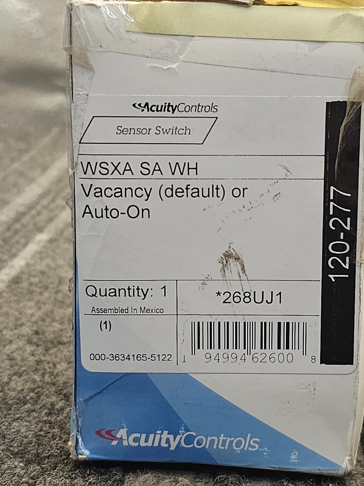 ACUITY WSXA SA WH: Sensor Switch Vacancy (Default) Or Auto-On 268UJ1 120-277