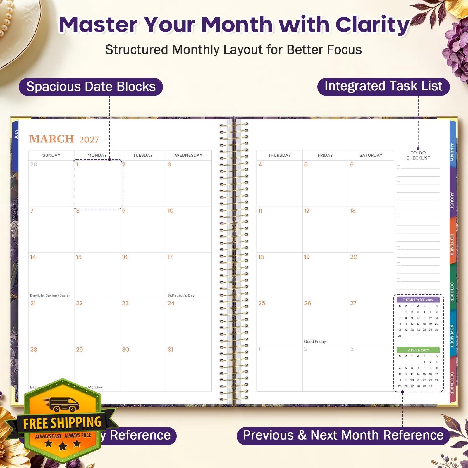 MAL DEN 2026-2027 Academic Planner 8.5″x11″ Purple