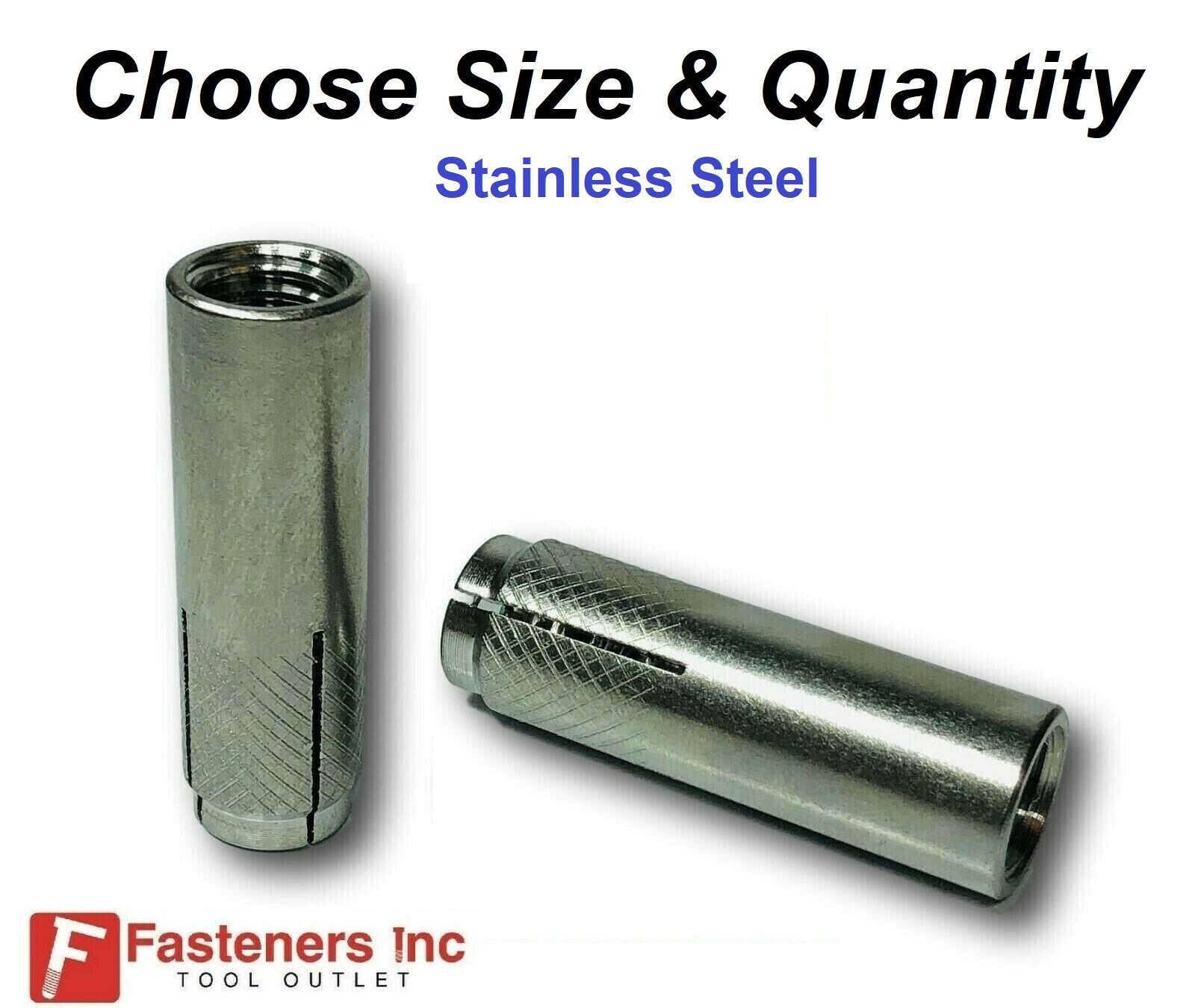 Drop-In Female Concrete Expansion Anchor Stainless Steel 304 (ALL SIZES & QTYS)