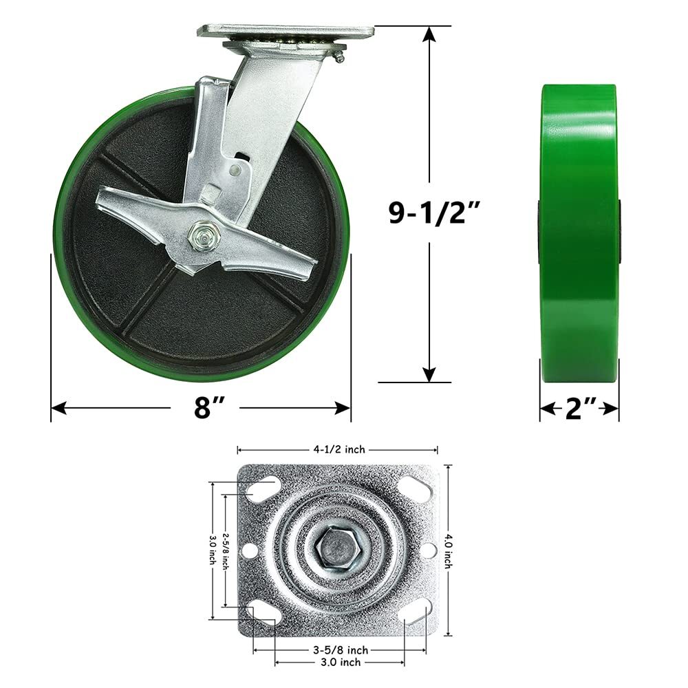 8 Inch Caster Wheels Heavy Duty,Capacity 1500-6000LB