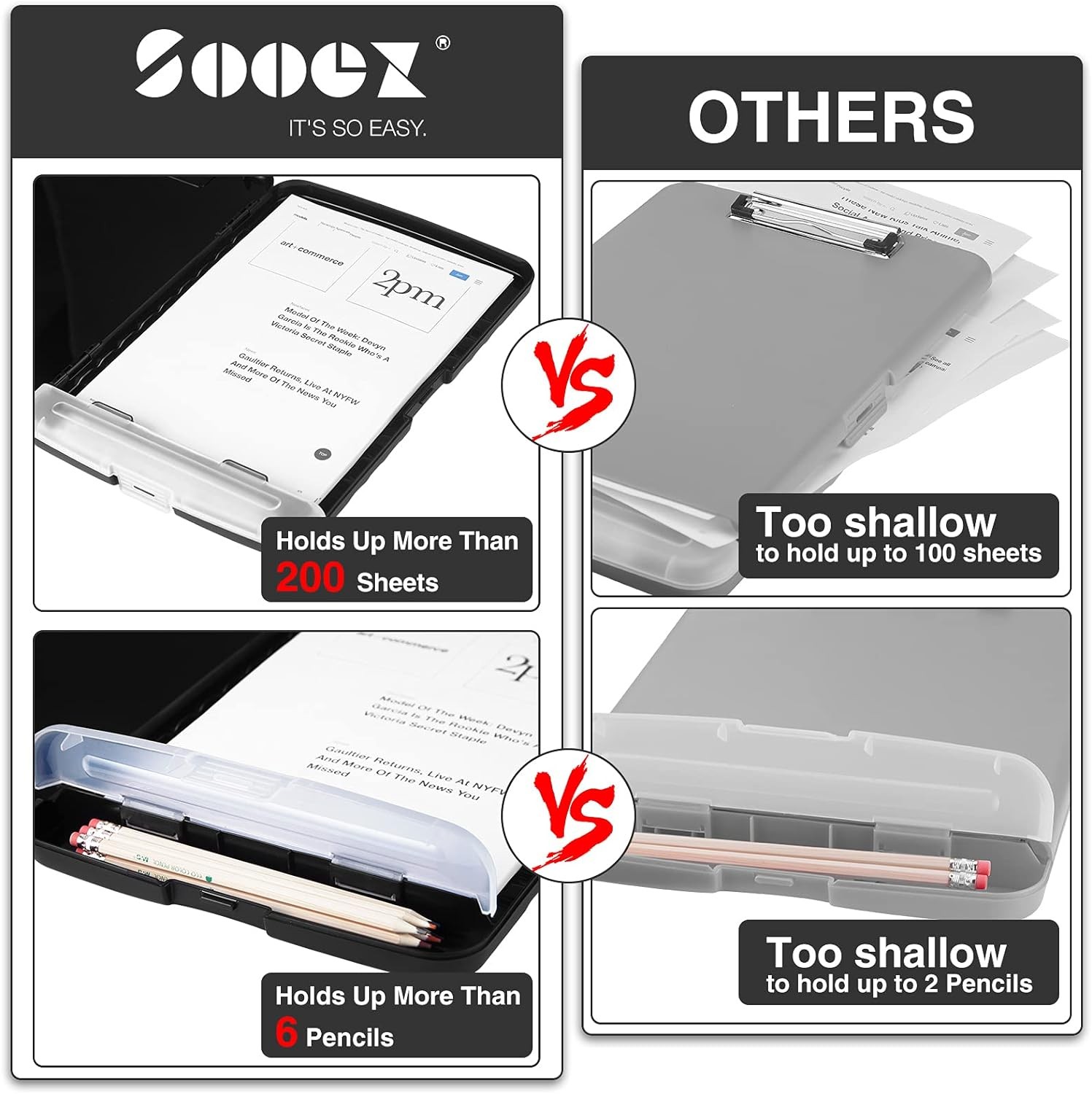 Clipboard with Storage Heavy Duty Clip Boards 8.5X11 with 2 Storage Case