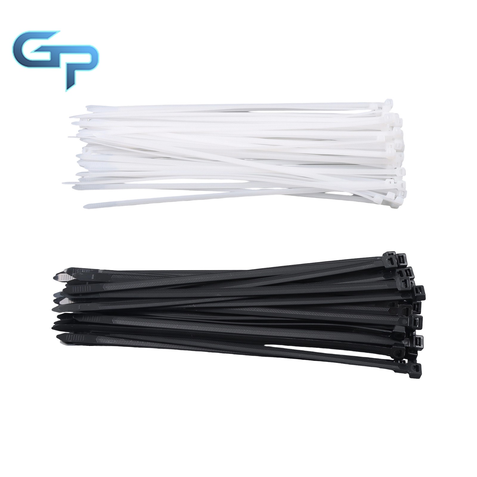 Heavy Duty Zip Ties 12″12″ V-Shaped Toothed 200lb Black White 100pcs Wide 0.13″