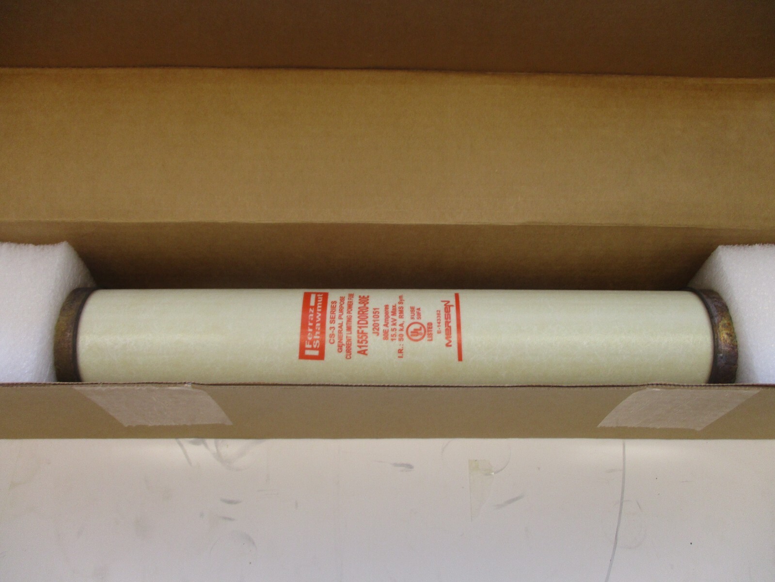 MERSEN FERRAZ SHAWMUT FUSE P/N: A155F1D0R0-80E 15.5 KV 80E AMP INDOOR/OUTDOOR