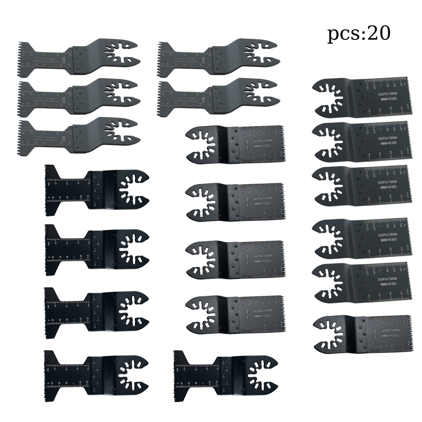 20Pcs Multi-Tool Oscillating Blades 1-3/8″ & 1-3/4″ 4 Types Cutting Blades Kit
