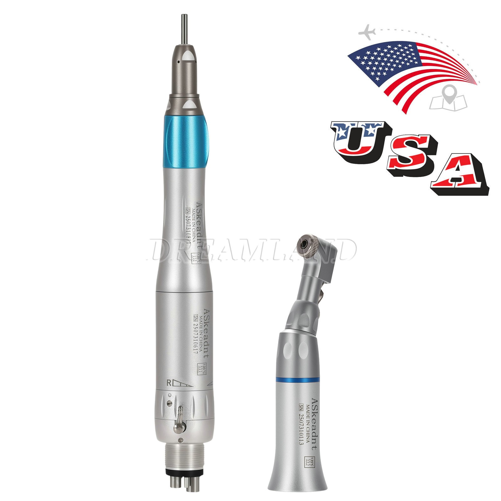 1-10 Dental Low Speed Handpiece Contra Angle Straight Air Motor Micromotor 2/4H