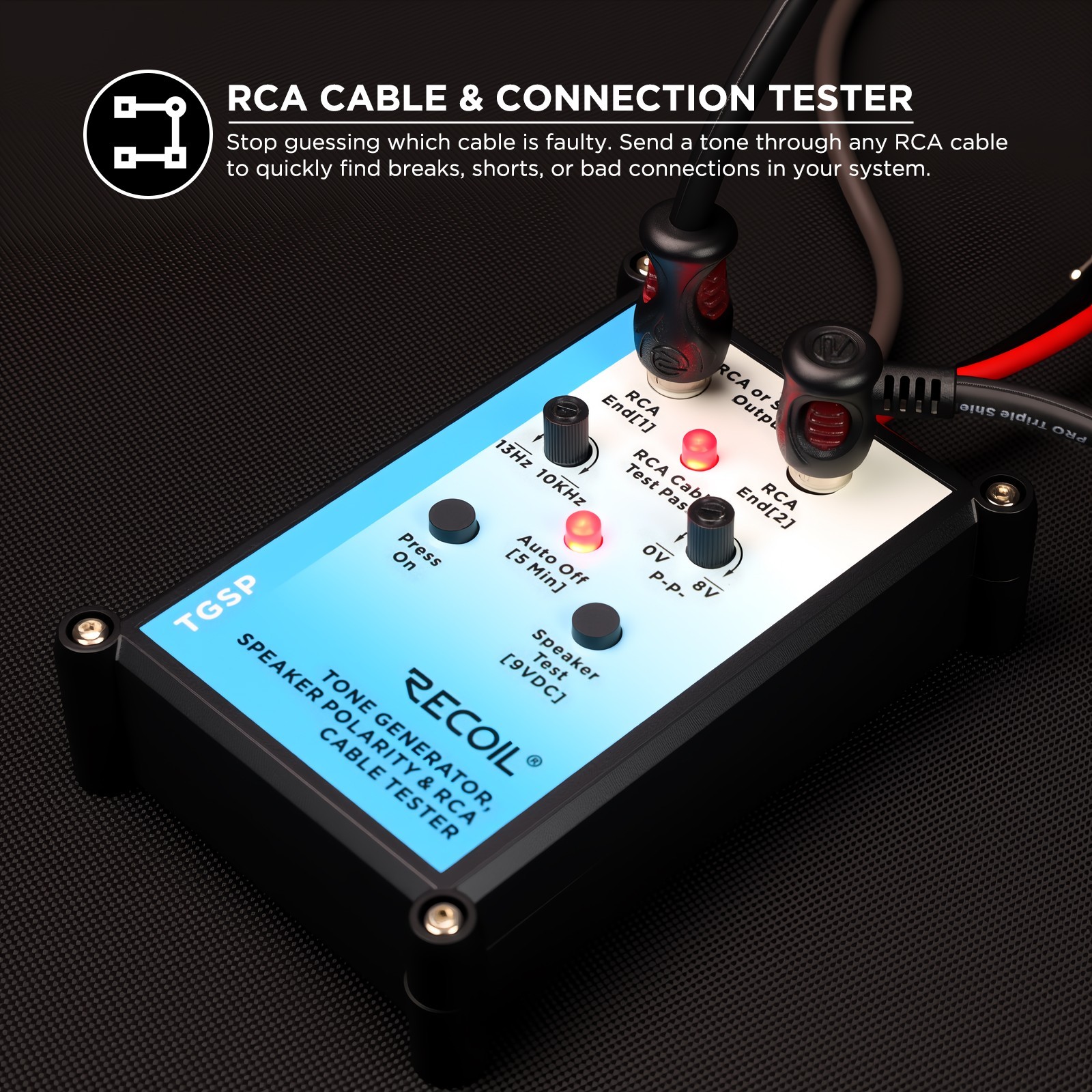 RECOIL TGSP AUDIO Speaker Tester & Polarity Checker, Audio Testing Tool