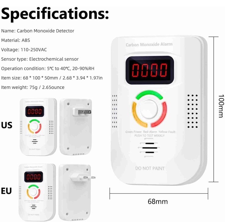 Combination Natural Gas and Carbon Monoxide Detector Plug in 2-in-1.