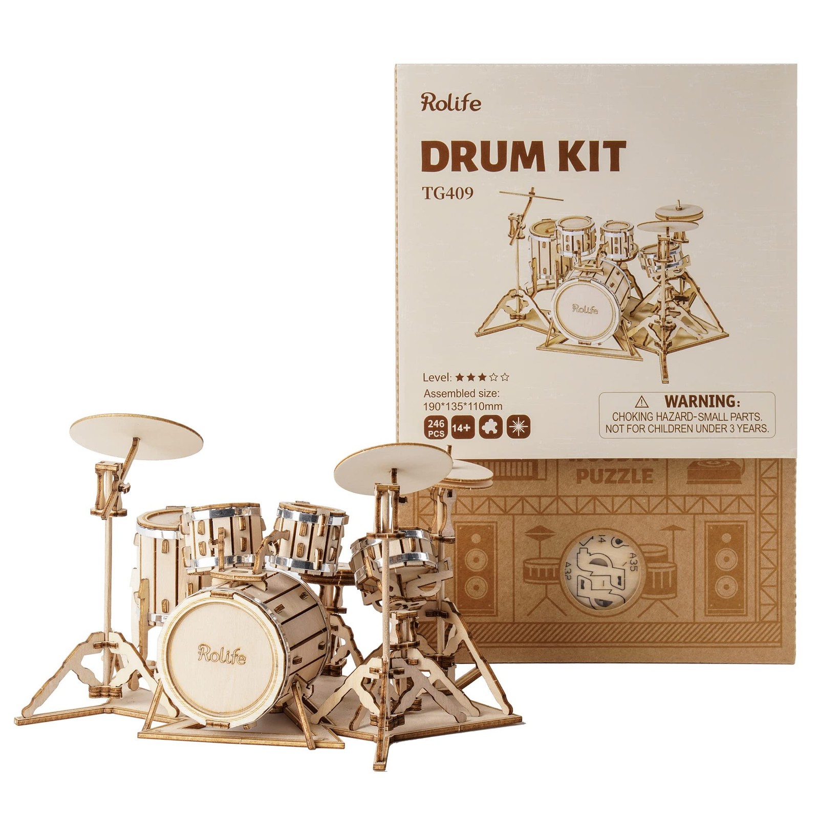 Rolife 3D Wooden Puzzles Model Kit for Adults and Teens to Build Musical Instrum