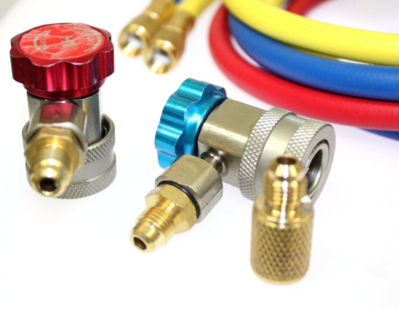 Deluxe Adjustable AC R134a Quick Coupler Connector Adapter 1/4″ SAE HVAC