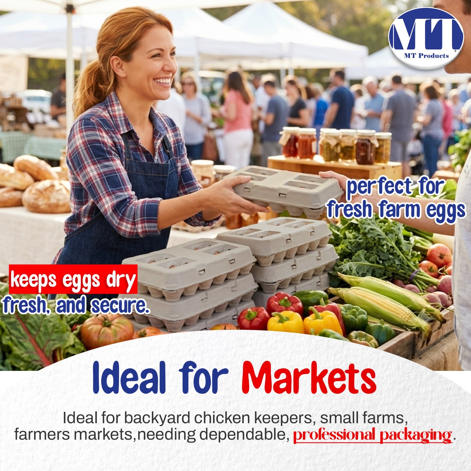 MT Products Blank Natural Pulp Egg Cartons, 18 Count Egg Holders – 10 Pack