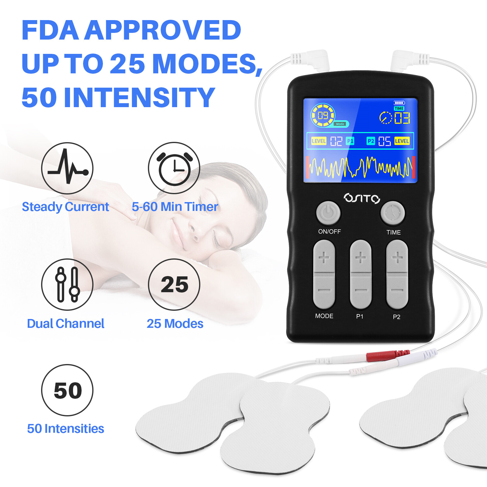 Electrical Stimulation TENS Unit Machine Muscle Massage OTC Therapy Pain Relief