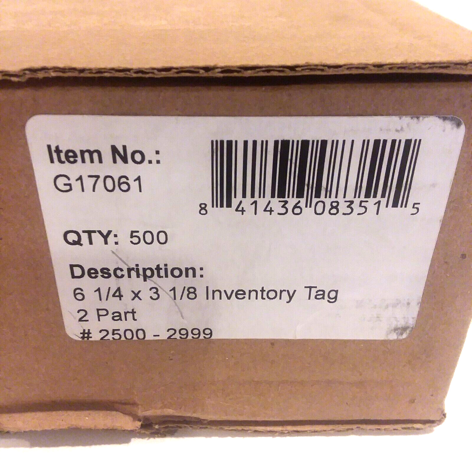 Box of 500 6 1/4″ x 3 1/8″ Inventory Tags 2-Part Carbonless 10 Pt #2500-2999