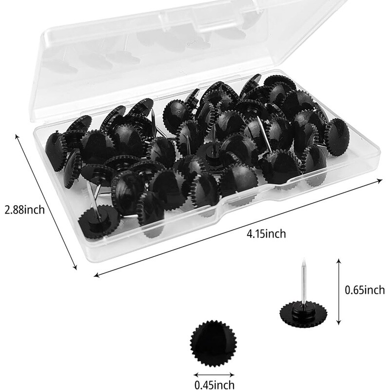 50 Pcs Push Pins, Black Thumb Tacks, Flat Thumbtac
