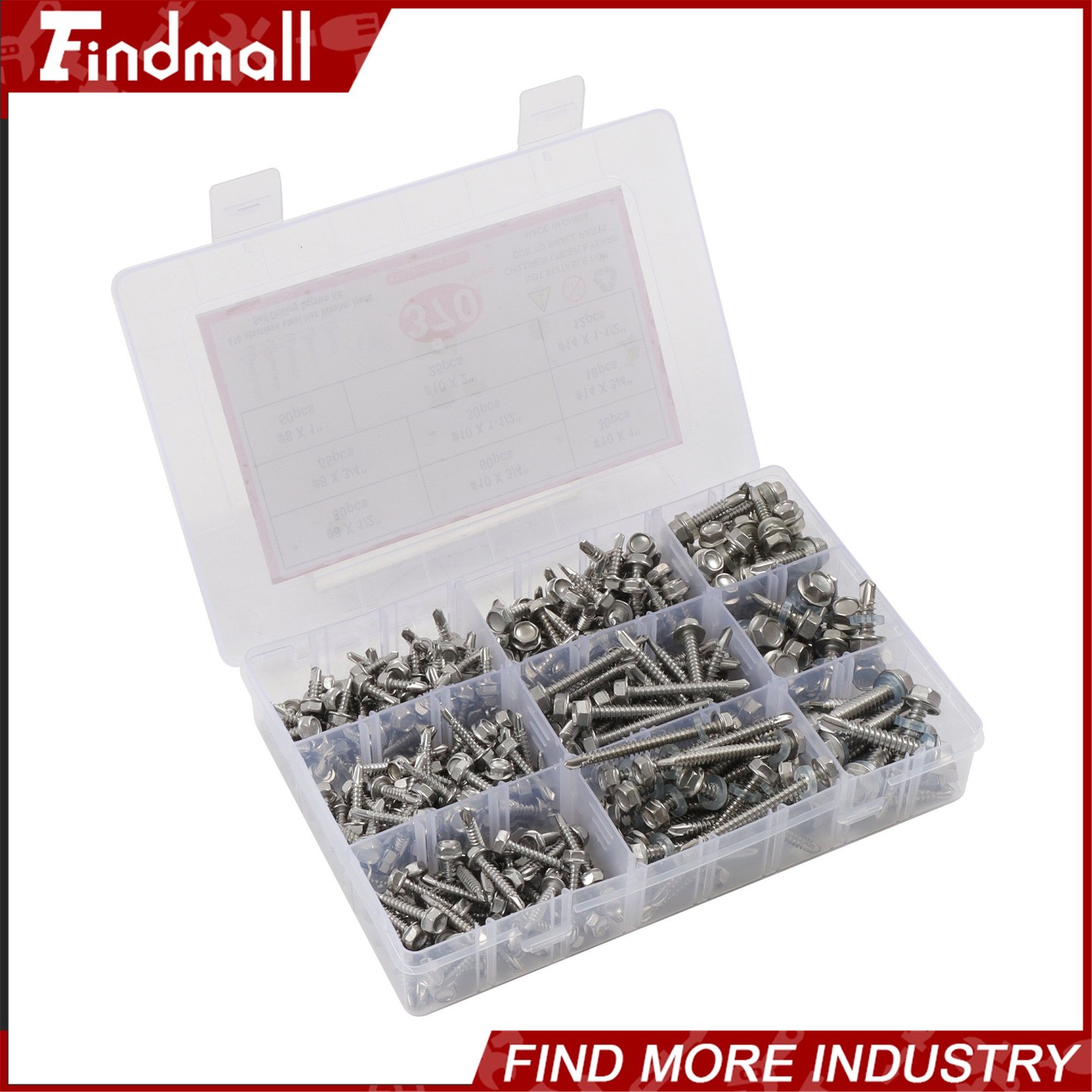 370Pcs #8#10#14 Self Drilling Screws Assortment Kit,410 Stainless Steel