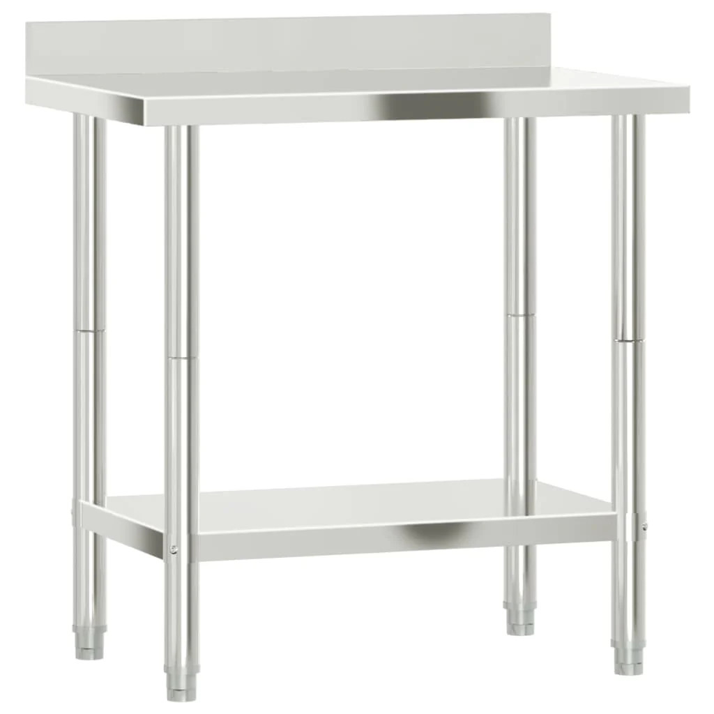 Vidaxx kitchen work table with splash guard 82.5x55x93 cm stainless steel