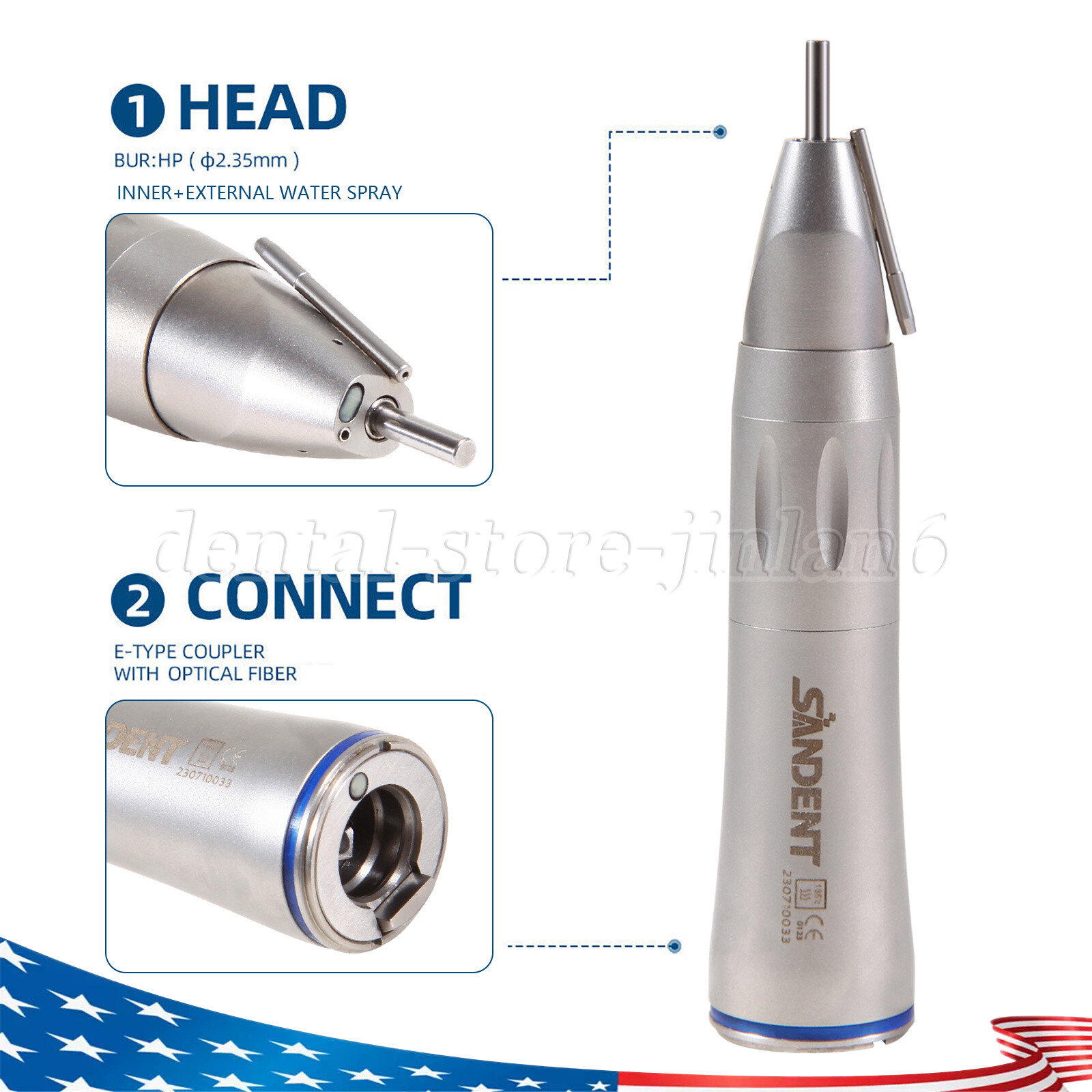Dental 1:1 LED Fiber Optic Low Speed External Straight Surgical Handpiece COXO