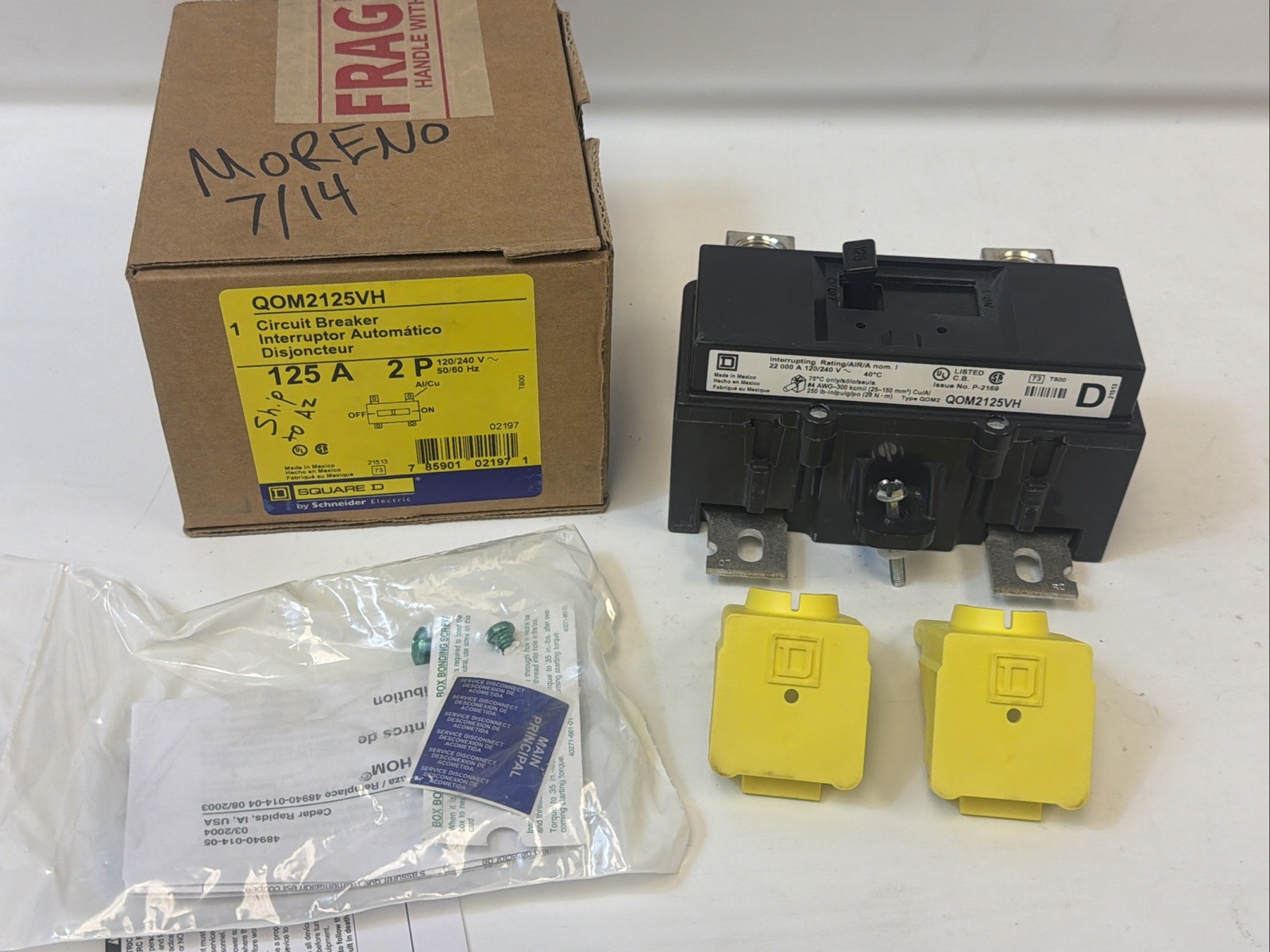 Square D QOM2125VH 125 Amp 2Pole 120/240V Main Circuit Breaker *NEW IN BOX*