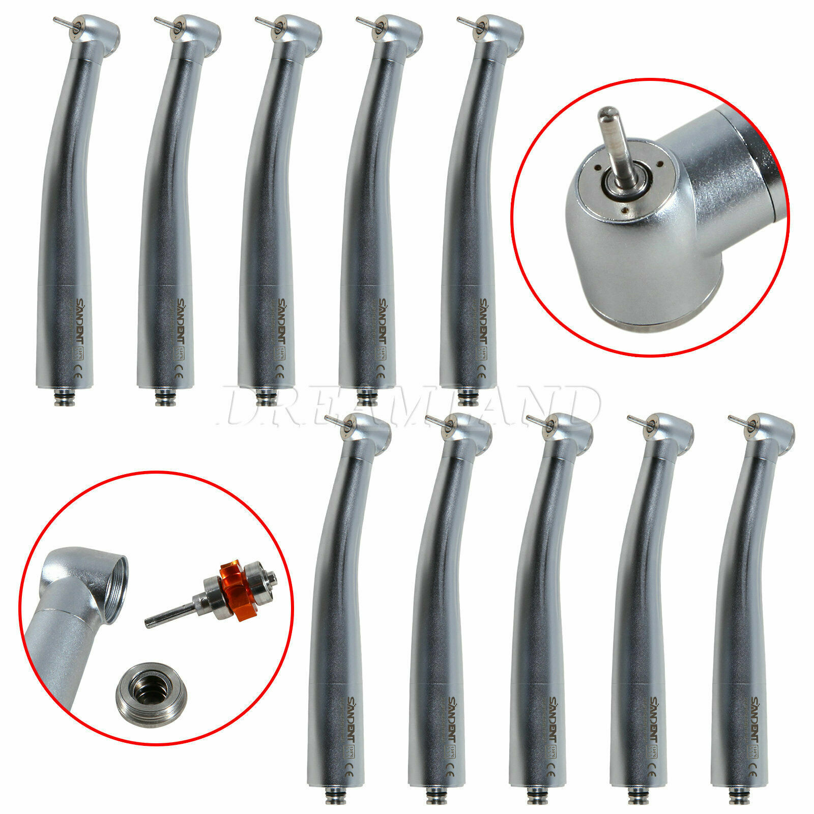SANDENT Dental Turbine 3-Water Spray High Speed Handpiece fit NSK Coupling TPa