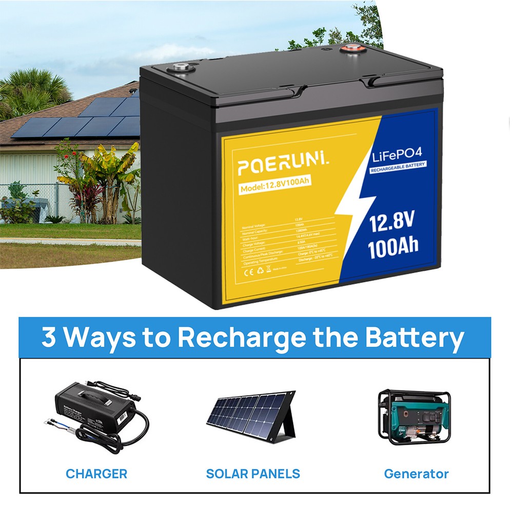 NEW 12V 100Ah LiFePO4 Lithium Battery 1280Wh Built-in 100A BMS 8000+ Cycle Deep