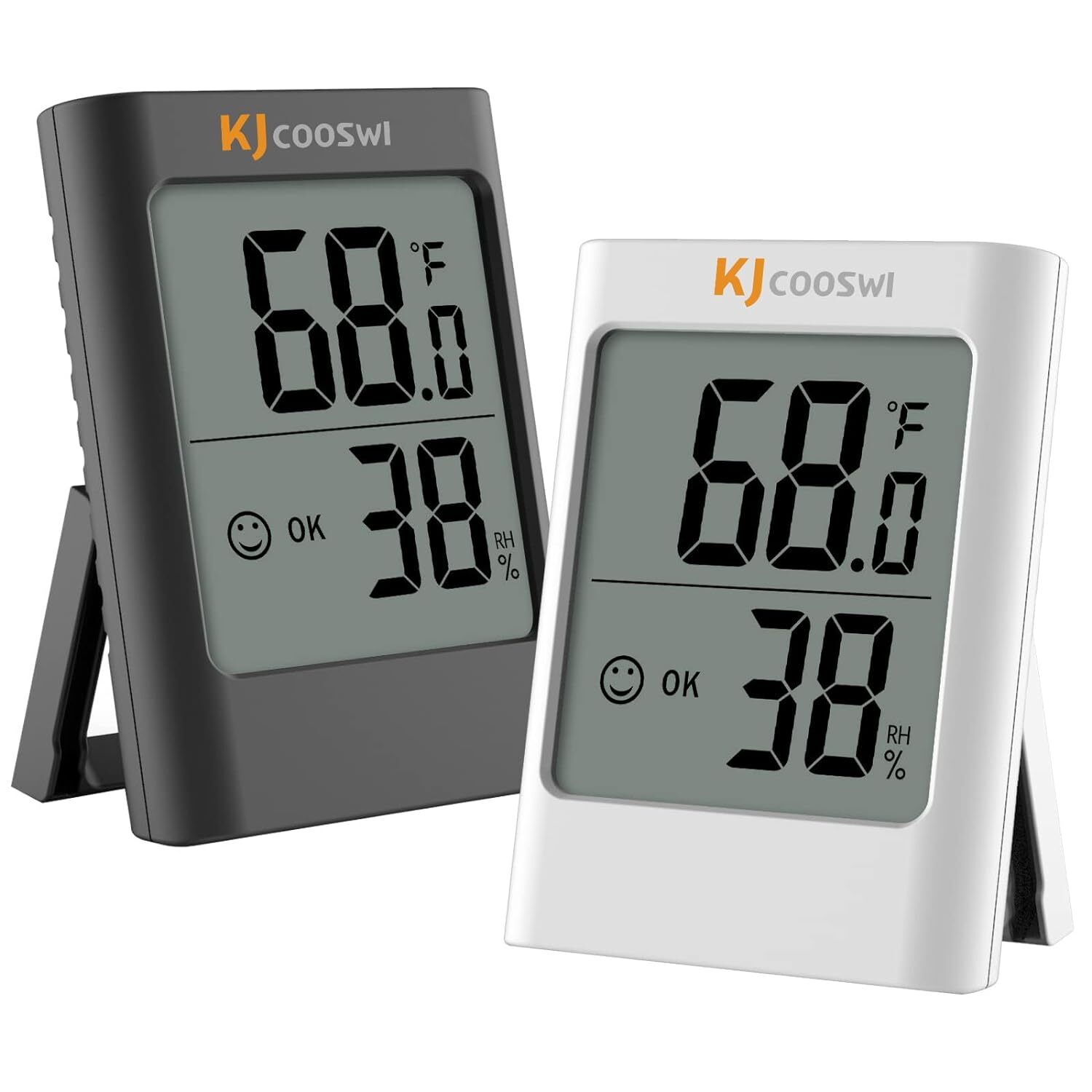 Humidity Gauge, 2 Pack Indoor Thermometer MC30(White and Black), Black, White