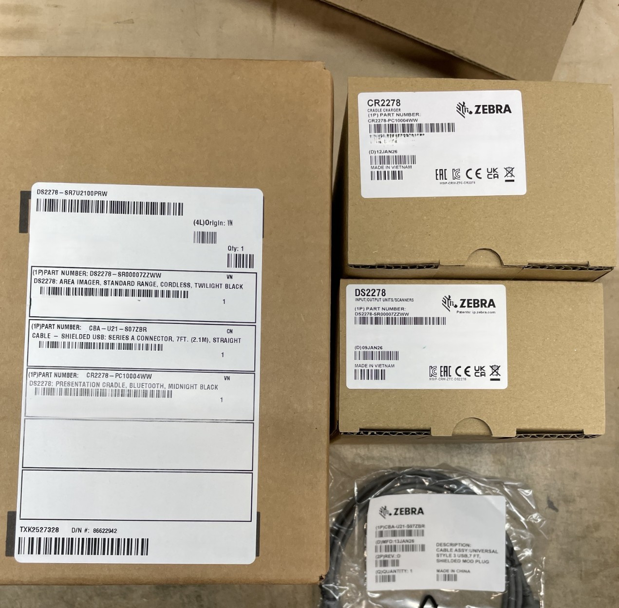 Zebra DS2278 Cordless 1D/2D Barcode Scanner (USB Kit) – DS2278-SR7U2100PRW