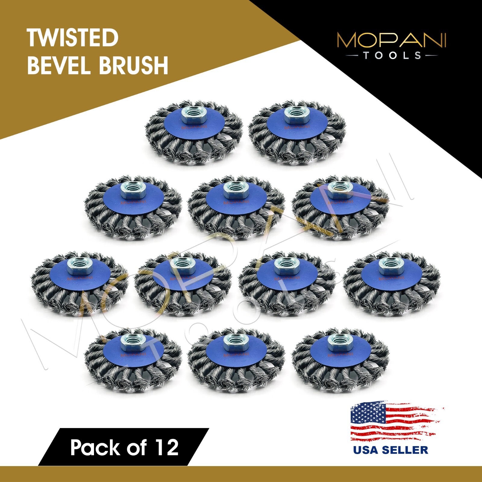 12-Pcs Wheel Wire Brush 4-Inch (4″ Twisted/Knotted) 5/8″-11 UNC Angle Grinder