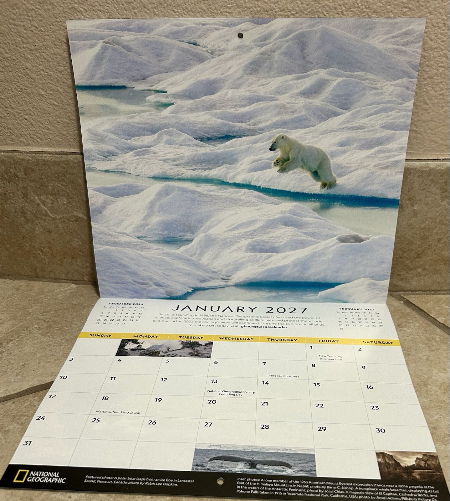 National Geographic Society 2027 Wall Calendar~Scenic Photos~10 x 8.5