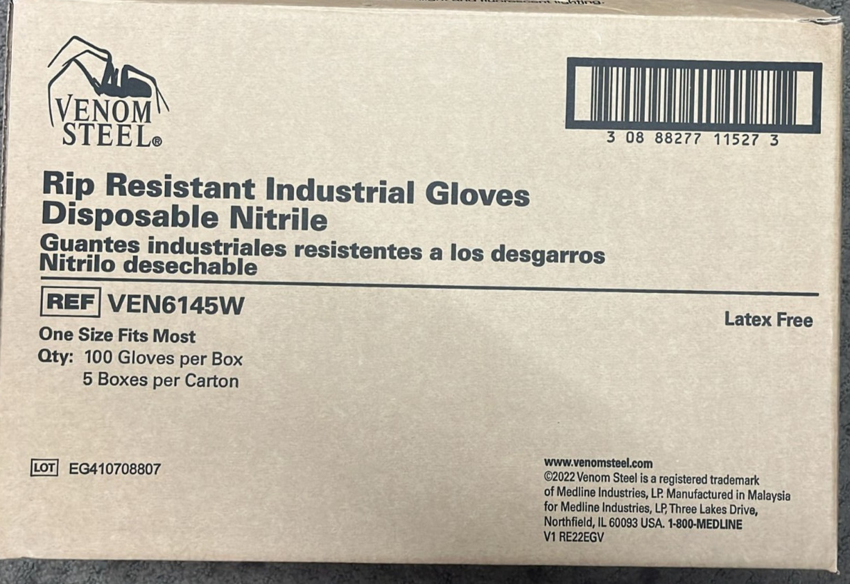 5x VENOM STEEL Nitrile Gloves Rip Resistant Size Fits Most 500 Total