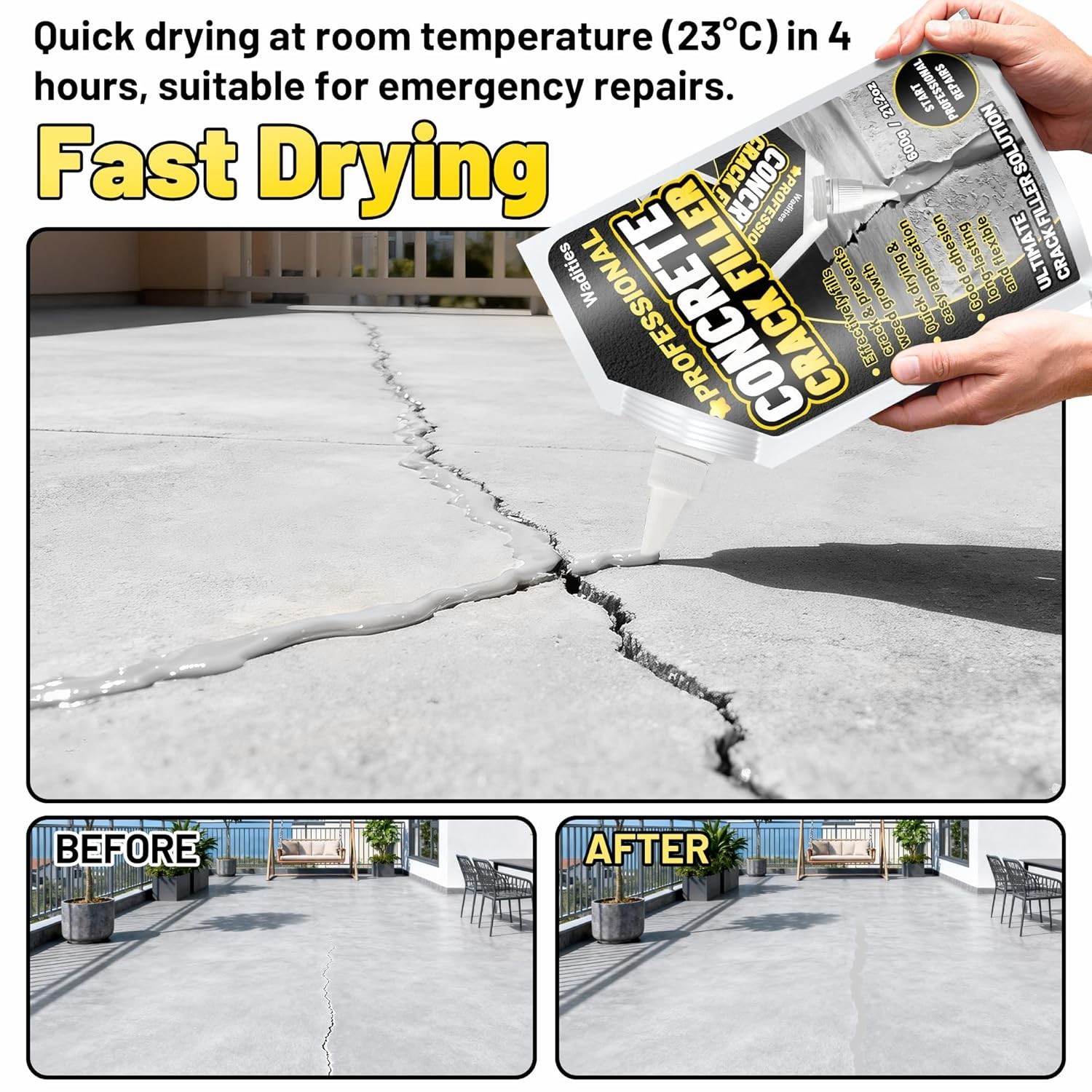 Fast-Drying 8LB Concrete Repair Sealant – Waterproof & High Elasticity Formula