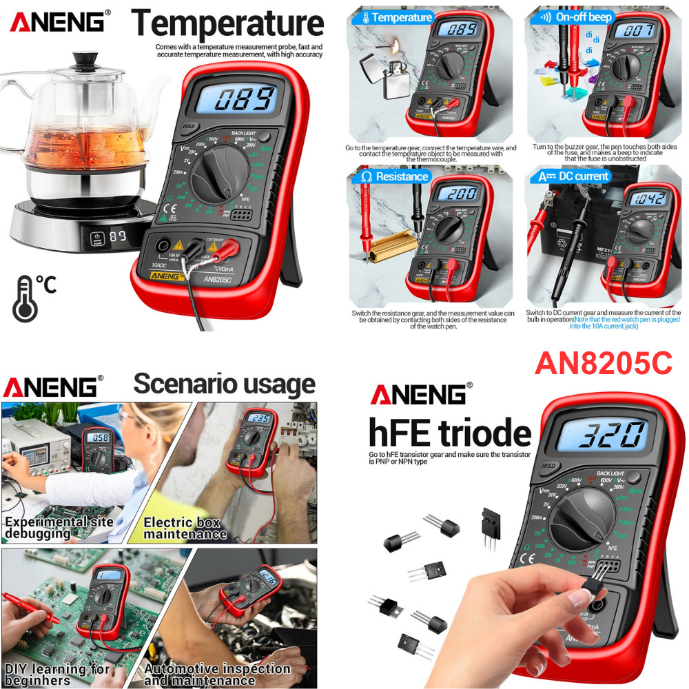 LCD Digital Multimeter Voltmeter Ammeter Ohmmeter Volt AC DC Tester Leads Meter