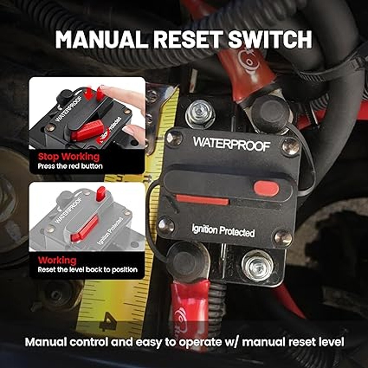2 pcs 30A Automotive Marine Circuit Breaker with Manual Reset Surface-Mount