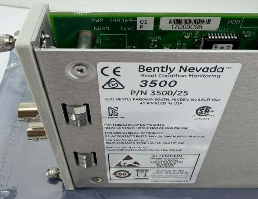 BENTLY NEVADA 3500/25 KEYPHASOR MODULE 149369-01 , 126398-01H