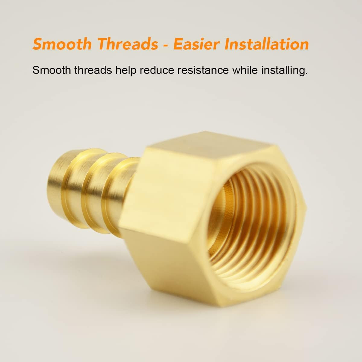 1/2 Inch Hose Barb to 1/2 Inch NPT Female Thread Fitting, Brass Quick Connector