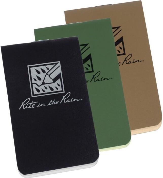 Rite In The Rain 6 PACK OTG Notebook Black Cover Blank Perforated Sheets Compact